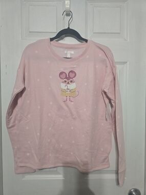 LC Lauren Conrad Light Pink Mouse Graphic Long-Sleeve Pajama Top